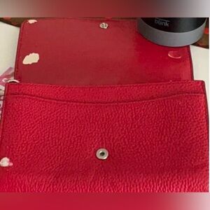 Final- DAMAGED “COACH” PEBBLED RED LEATHER WALLET/WRISTLET.
